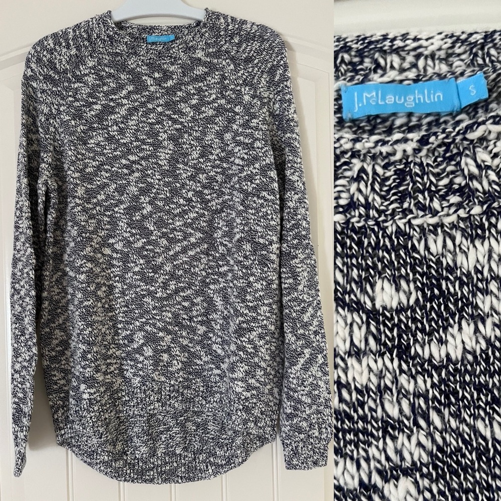 New J.McLaughlin Navy/White Cotton Sweater Sz S